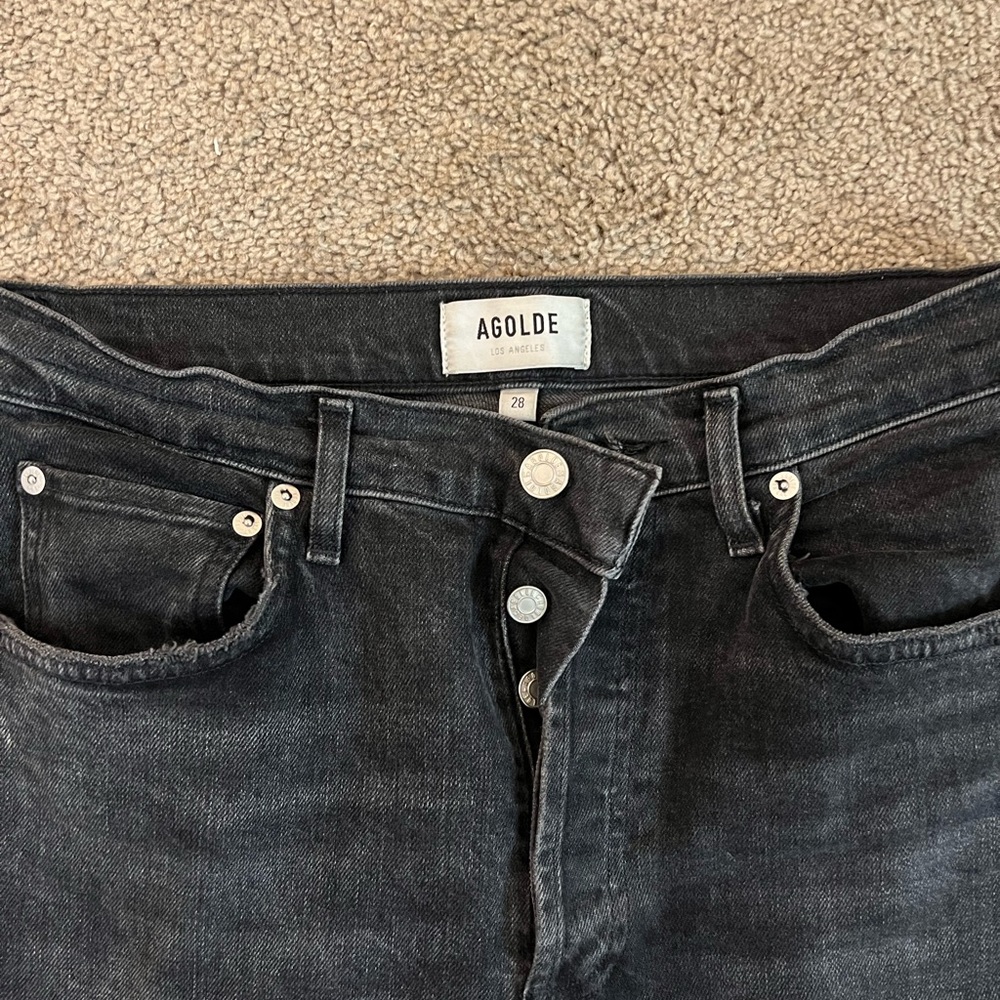 AGOLDE black washed cropped jeans